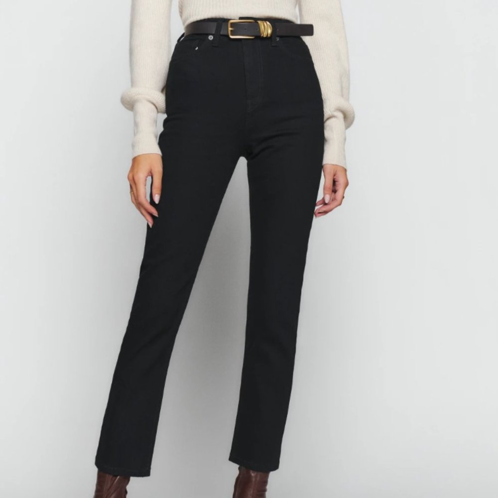 Reformation Liza Ultra High Rise Slim Straight Cropped Jeans, Size 26